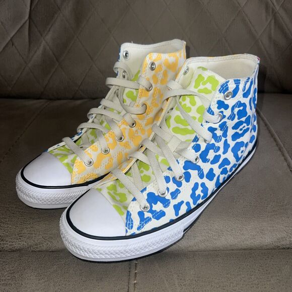 Converse All Star HI Marquis Mills Junior Sz 6 / 7.5 Leopard Print Chuck Taylor - Picture 1 of 11